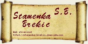 Stamenka Brekić vizit kartica